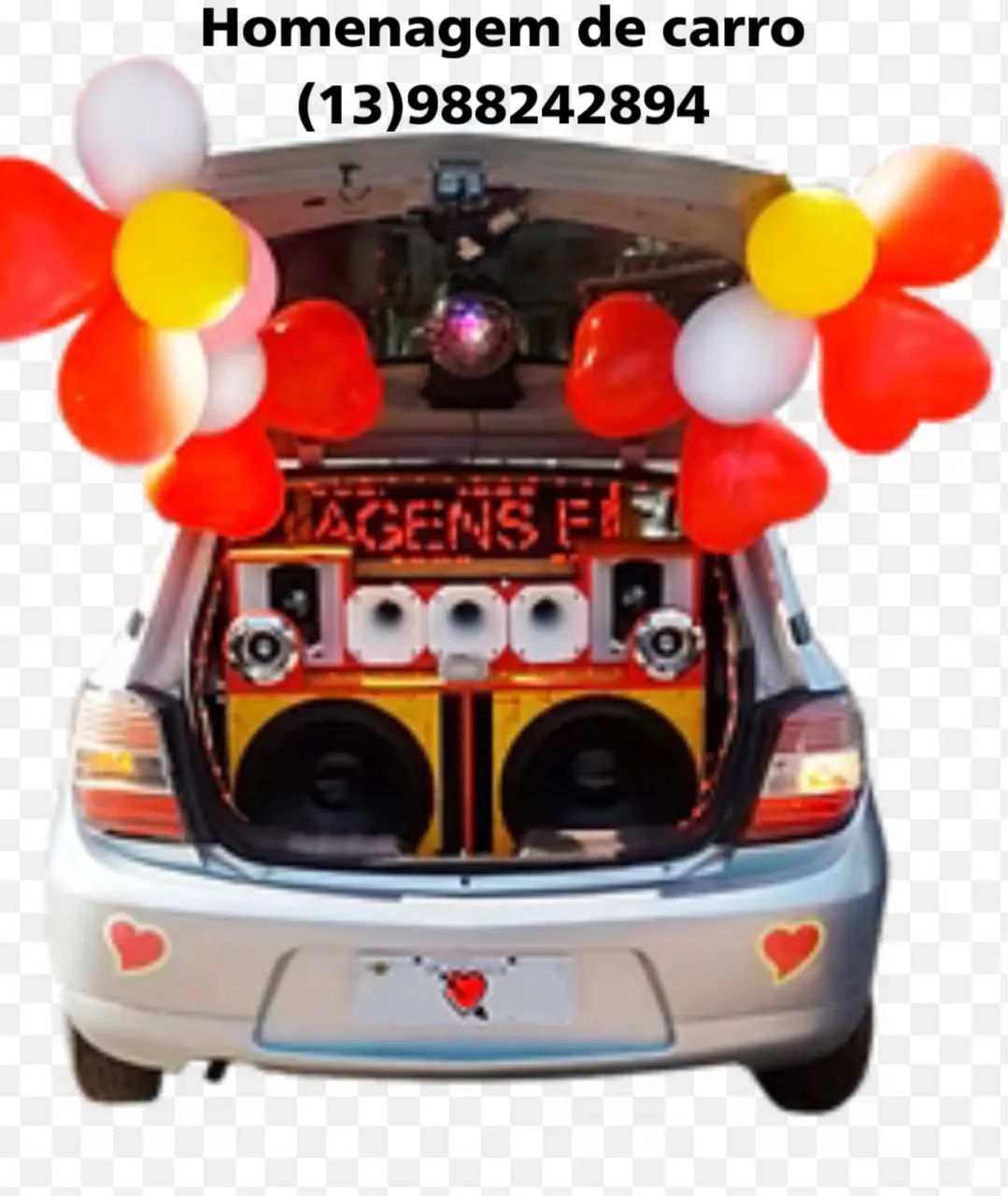 Carro com homenagem  e mensagem por telefone 
