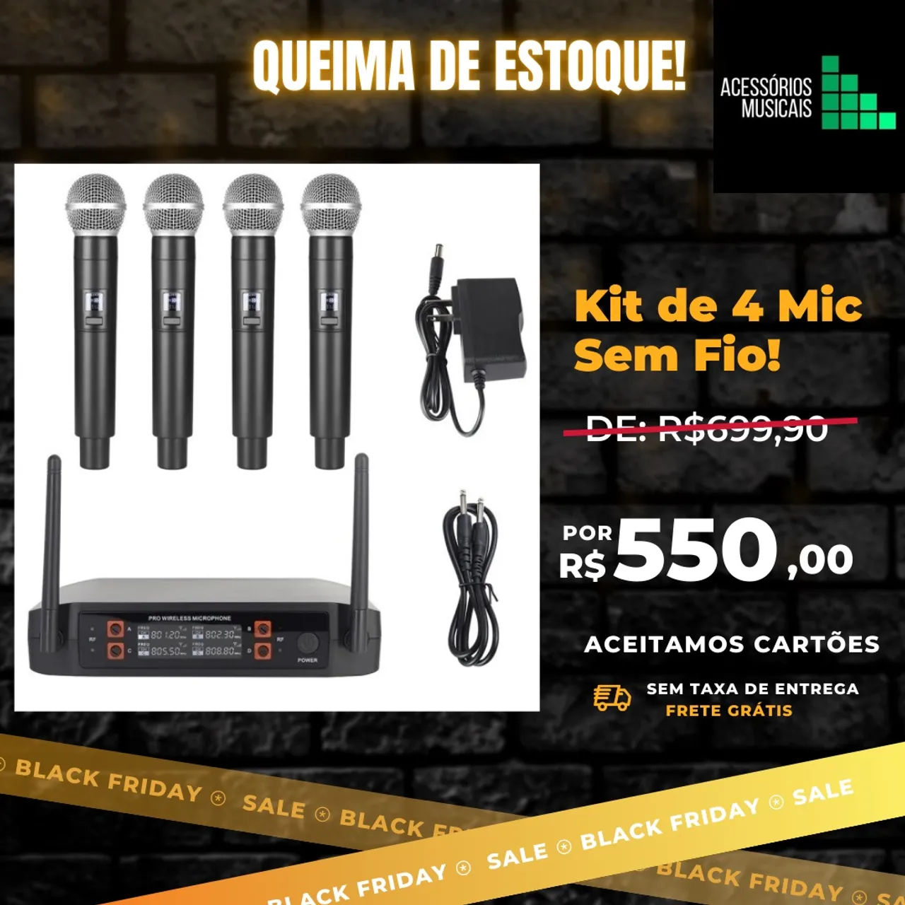 Promoção! 4 Microfones sem fio profissional