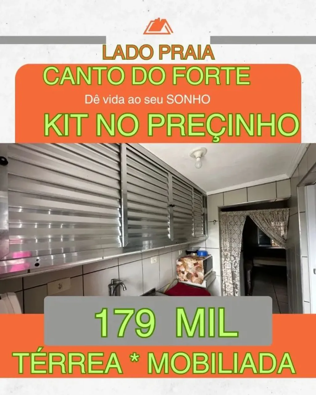 Kitnet para Venda em Praia Grande, Canto do Forte, 1 dormitório, 1 banheiro, 1 vaga