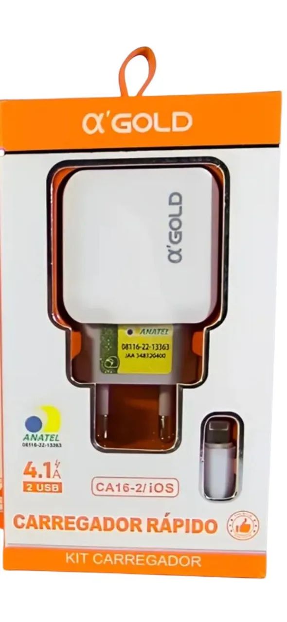 Carregador Rápido 4.1A 2 USB A'Gold CA16-2/iOS