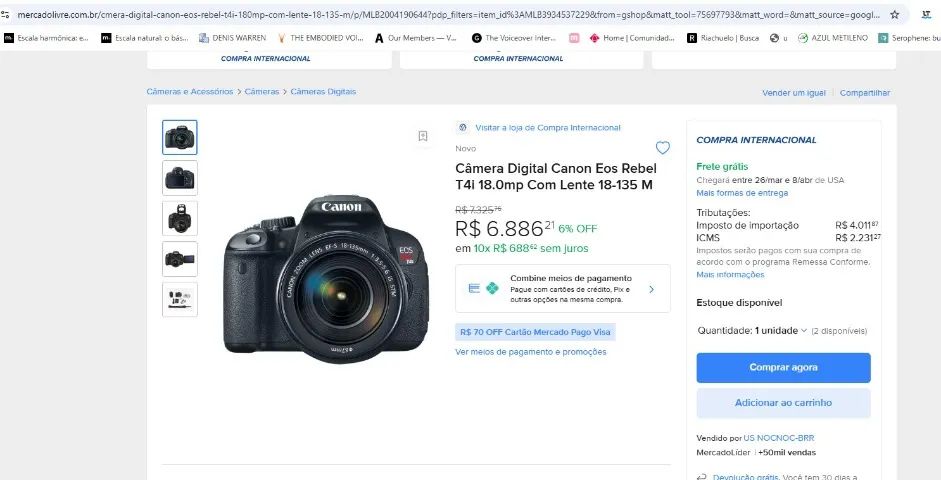 Camera Profissional Inteligente Canon T4i + Kit completo com Filtros, Flash e Baterias - Foto 3