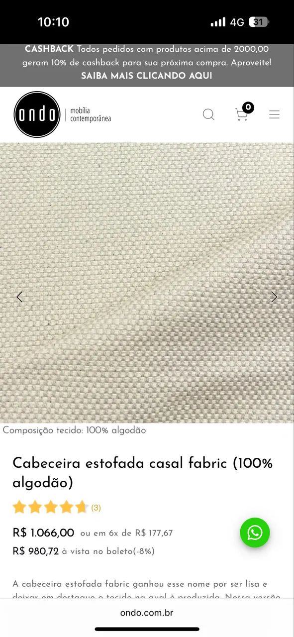 Cabeceira casal estofada em bouclé - Foto 4