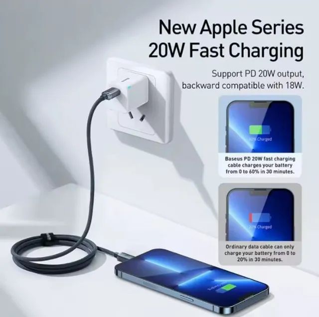 Cabo Baseus Lightning - Turbo 20W, Para Iphone, 2 Metros. - Foto 4