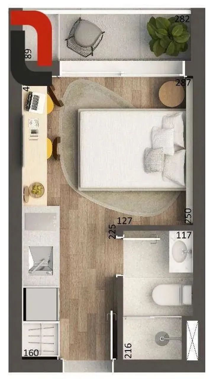 Studio 01 Studio 18 m² Open Space c/ sacada no Prado Velho - Foto 3