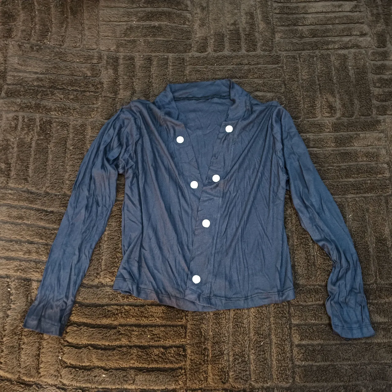 Blusa de manga comprida azul marinho