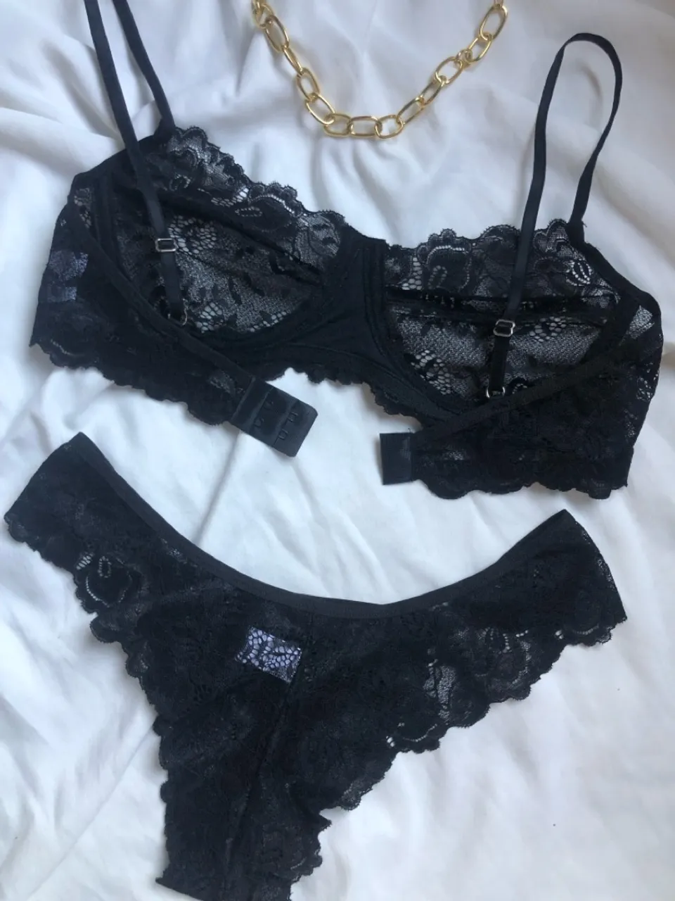 Conjunto lingerie renda preto