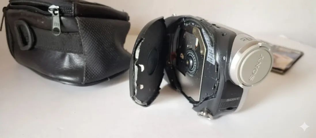 câmera filmadora antiga mini dvd sony handycam com avaria - Foto 4