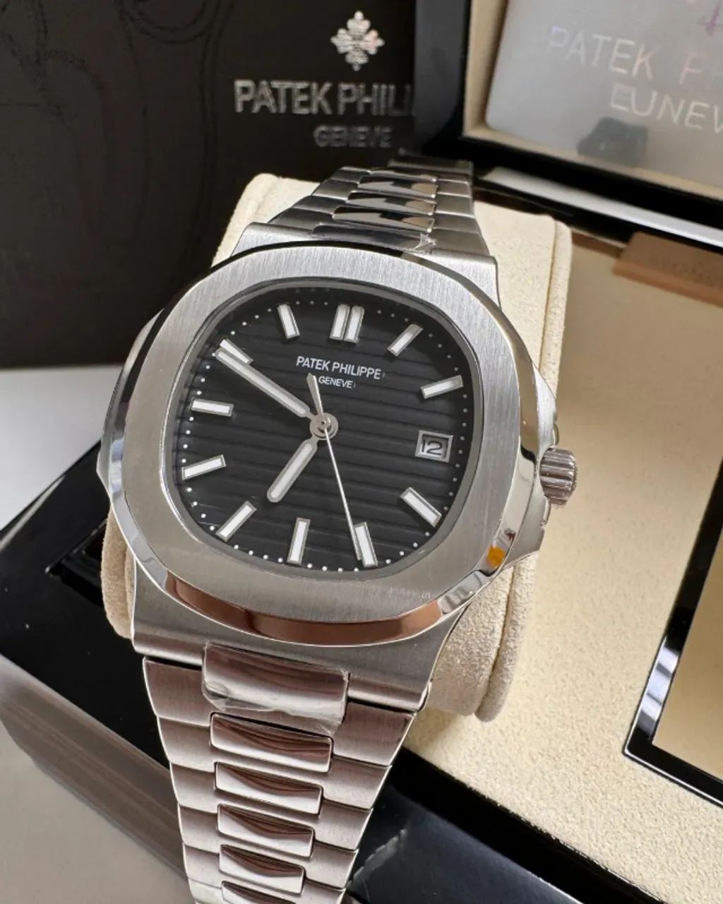 Relógio Masculino Luxo PRETO - Automático, Safira e Inox - Foto 2