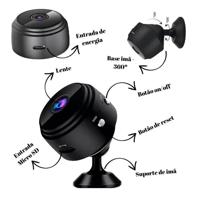 Câmera A9 Mini HD com Sensor de Presença Wi-Fi 110V e Suporte para Encaixe - Foto 3