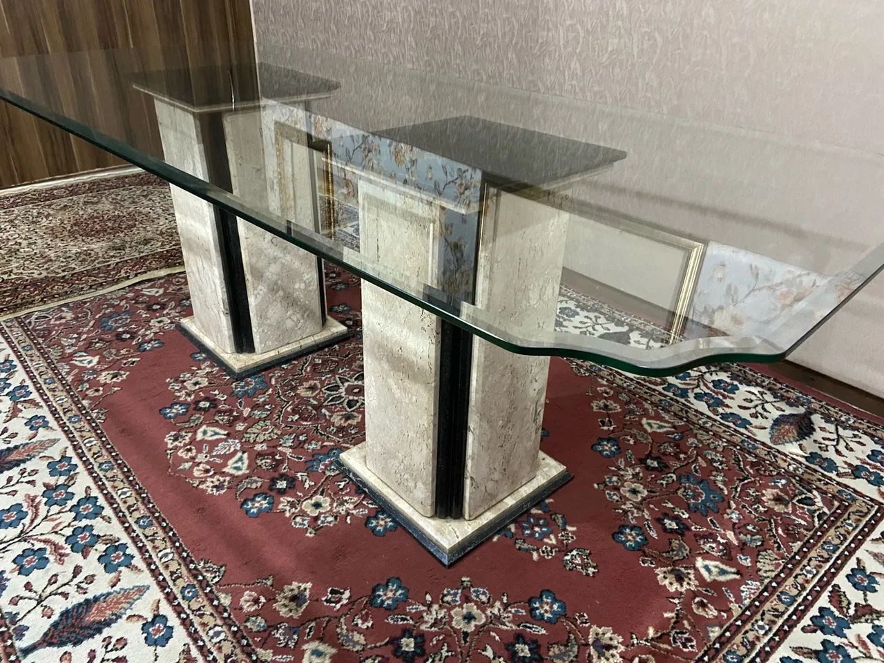 Mesa de Jantar de Vidro com Base em Mármore 2,20x1,00 - Foto 2