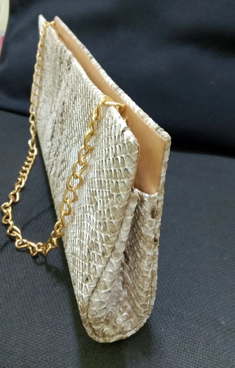 Bolsa de mão feminina em couro de cobra - Foto 2