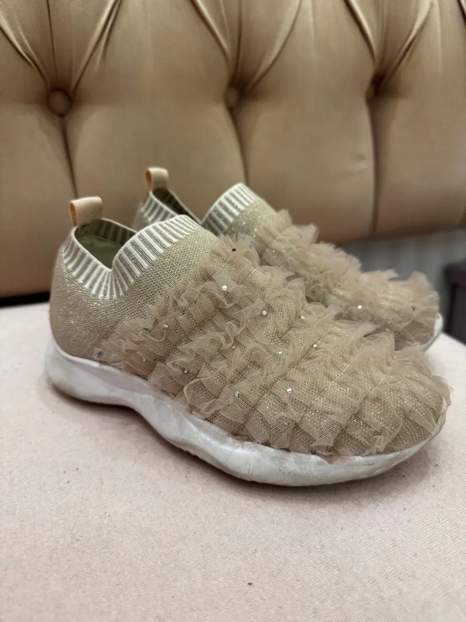 Tênis Infantil com Renda e strass Pituchinhus 