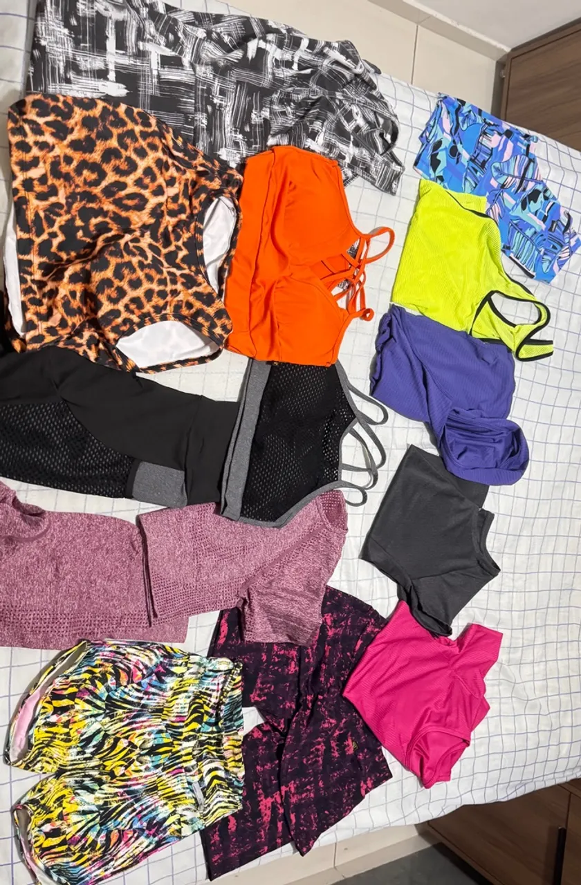 Roupas Fitness: Top, Shorts e blusas