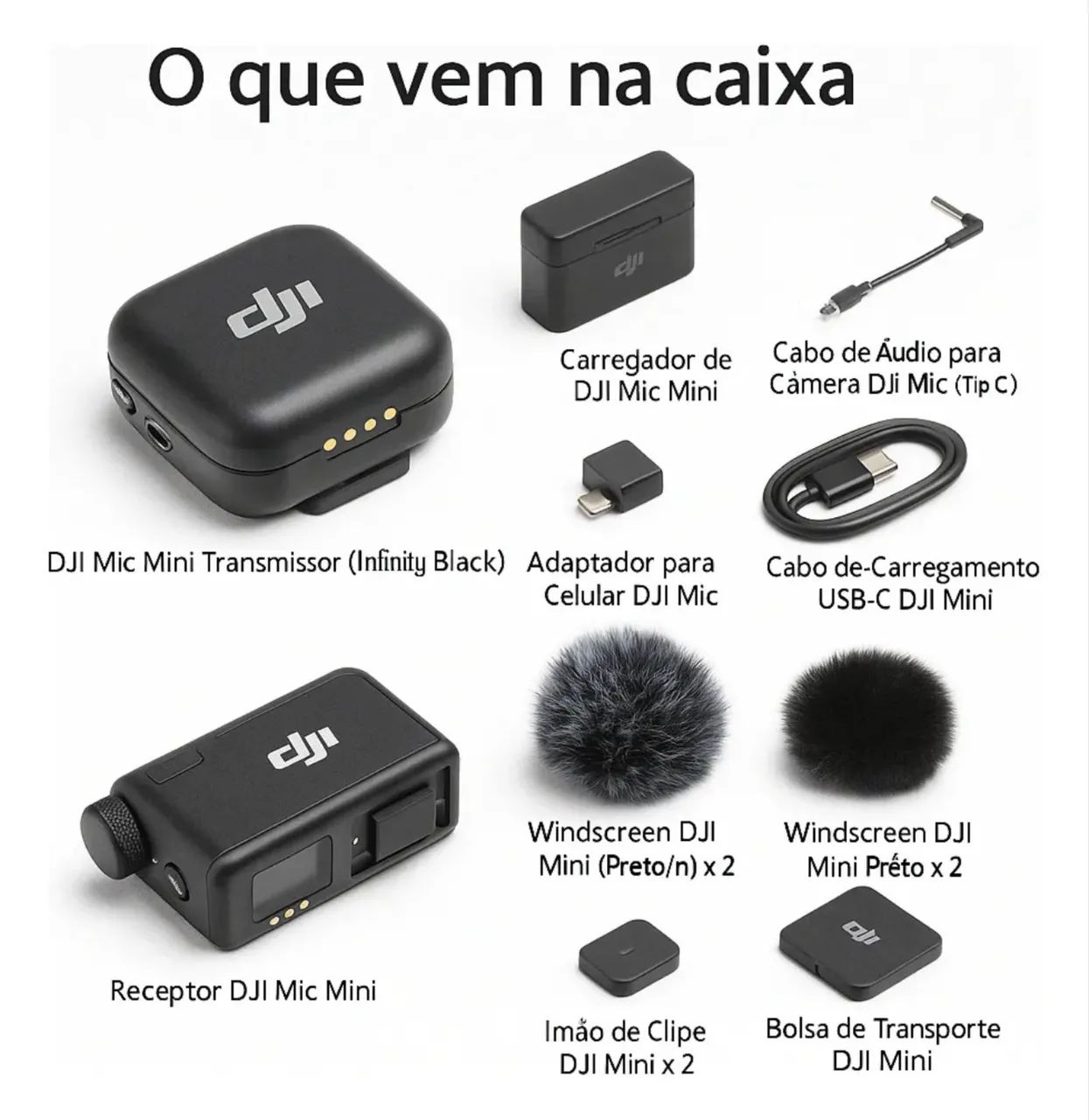 Microfone Sem Fio Dji Mic Mini Duplo Para Câmera E Smartphone Cor