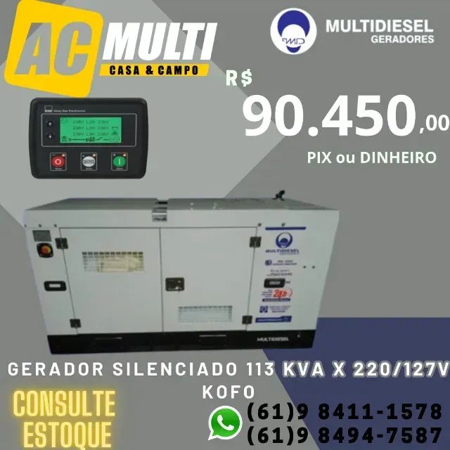 Big Gerador silenciado 113 KVA X 220/127V kofo