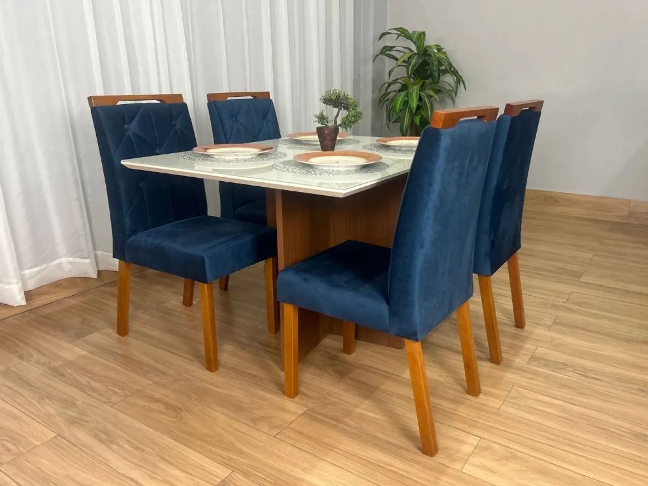 Mesa de Jantar Helo 1.20×0.90 Com 4 Cadeiras Jasmim - Foto 5