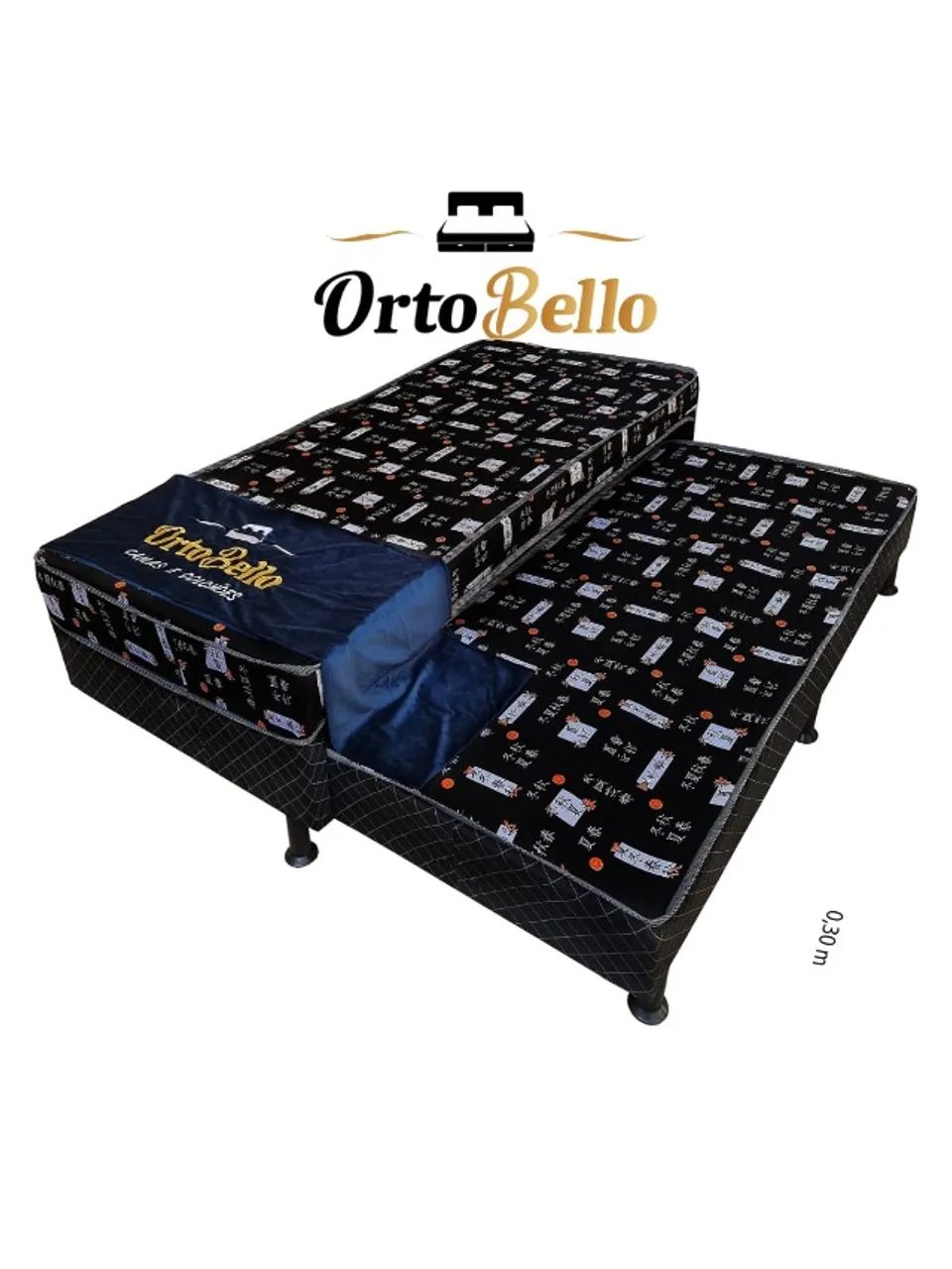 Cama Box Solteiro c/ Auxiliar Black Ortobello - Entrega Rápida! 