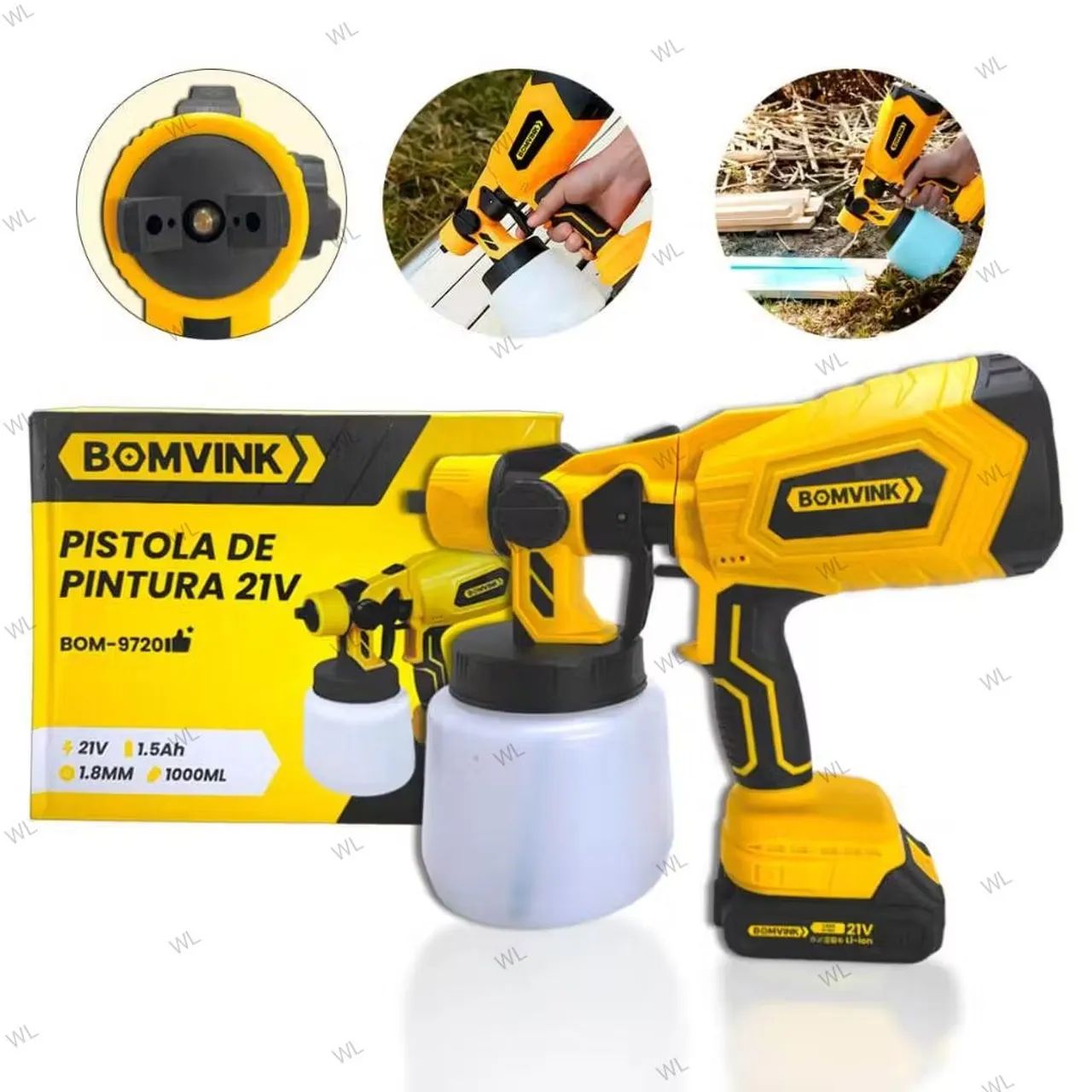 Pistola de Pintura 21V BOMVINK - 1000ML