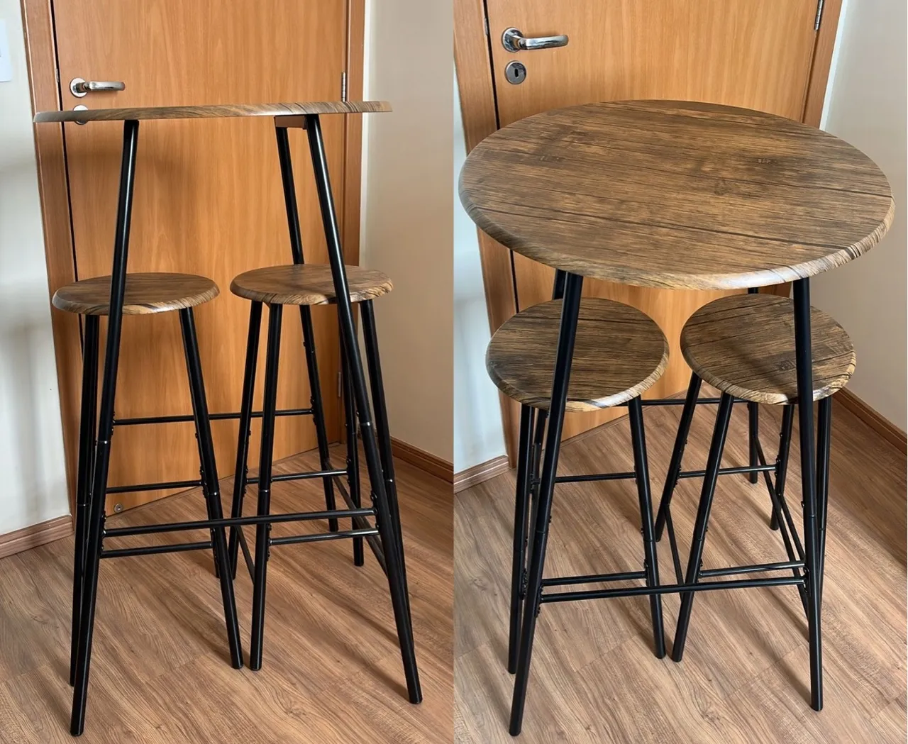 Mesa refeições de pub com 2 Banquetas - Estilo Industrial