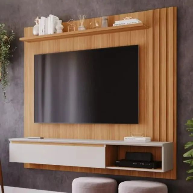 Home Supenso Para Tv Até 60 Polegadas Rippas Freijó/Off White - Montagem Grátis 