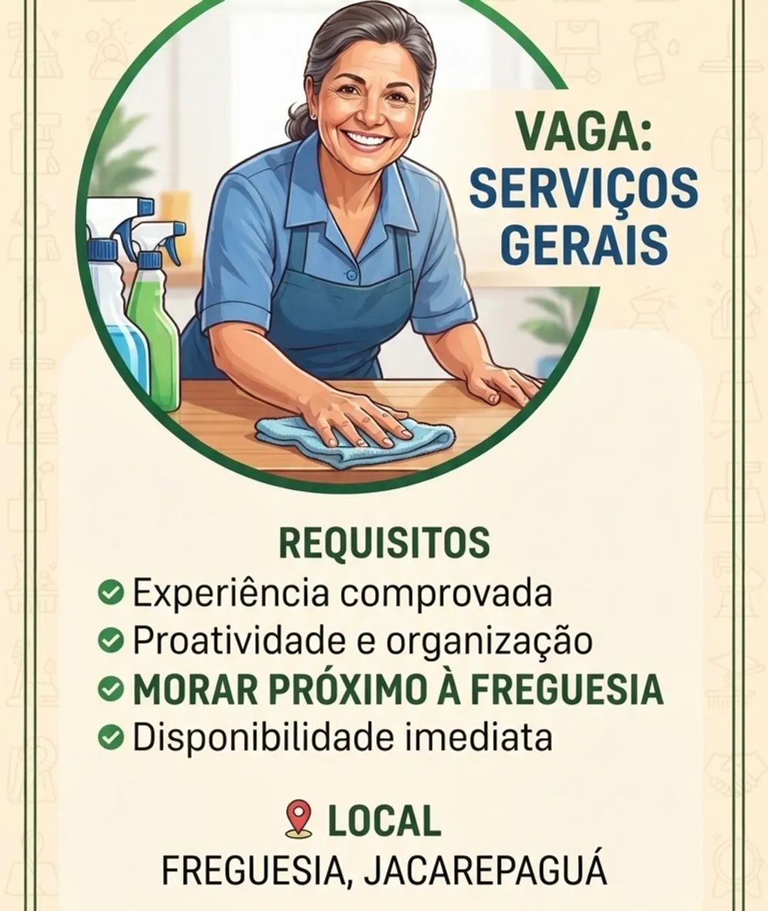 Vaga serviço gerais banho e tosa 