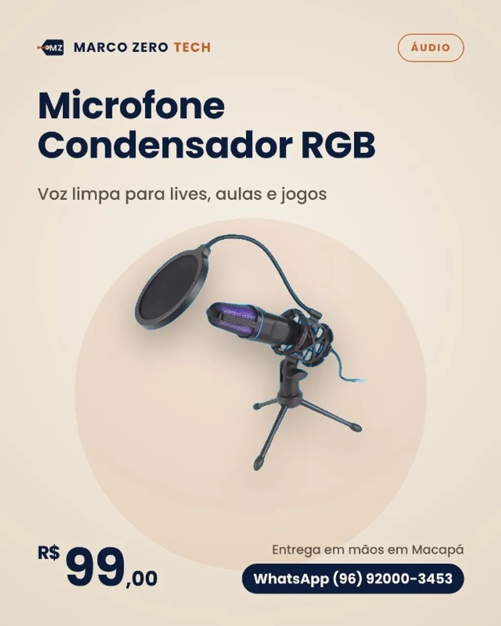Microfone Condensador RGB