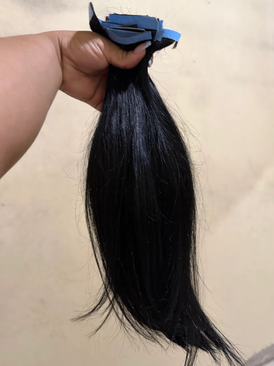 Cabelo humano na bio adesivo 