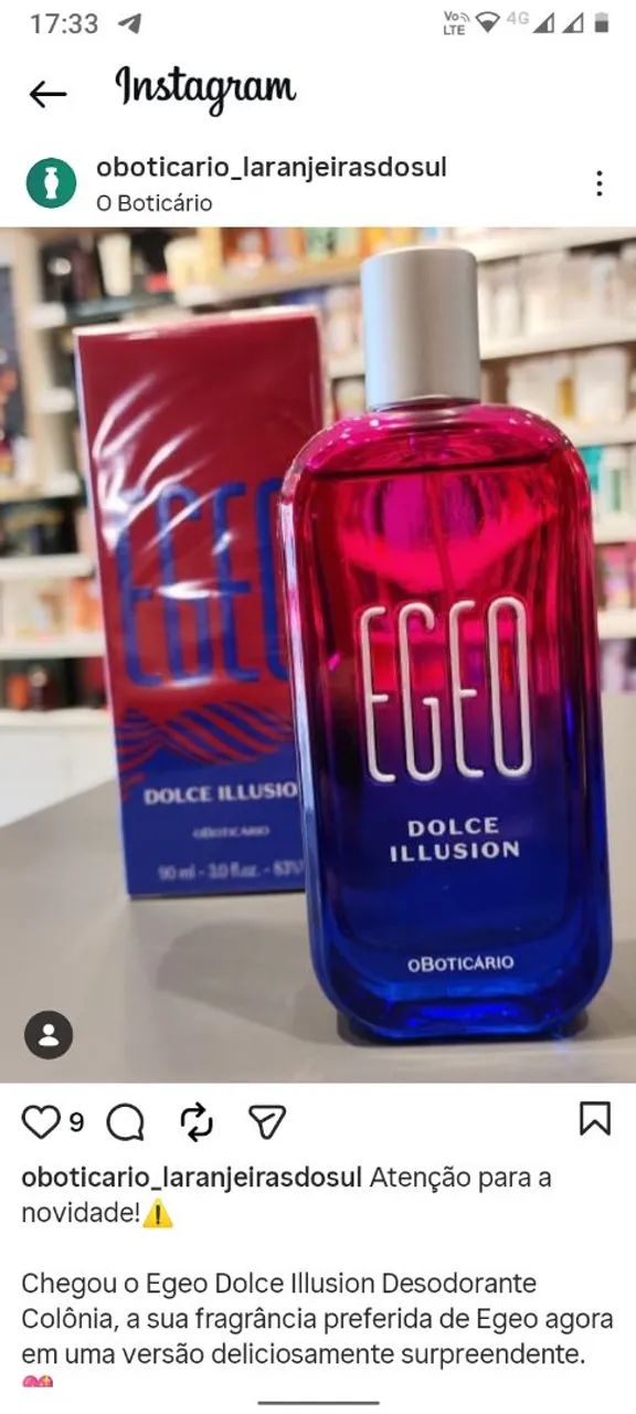 EGEO DOLCE ILLUSION LANÇAMENTO 