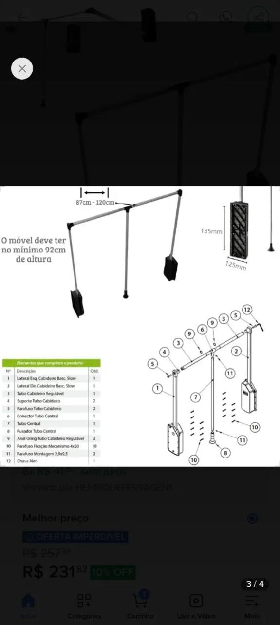 Cabideiro basculante extensível  - Foto 2