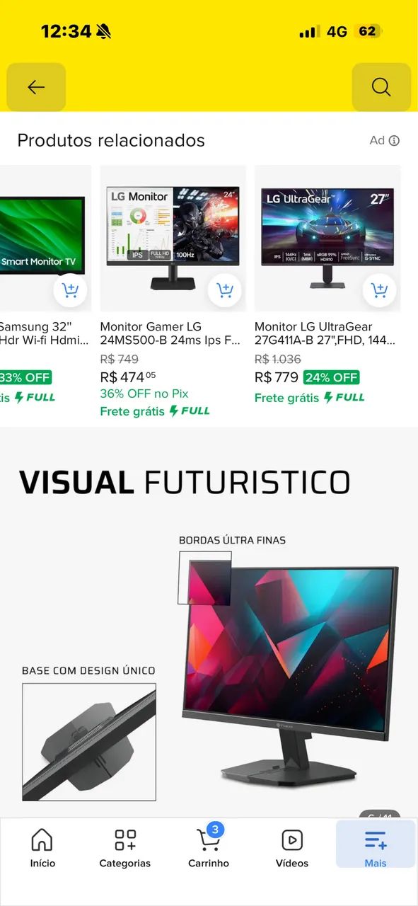 Vendo Monitor gamer 24 polegadas - Foto 3