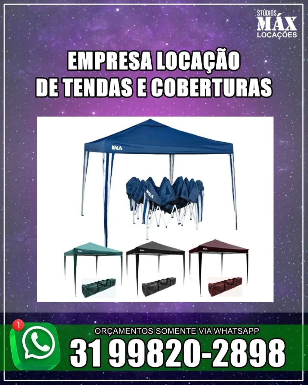 Empresa de locação de tendas e coberturas 3x3 