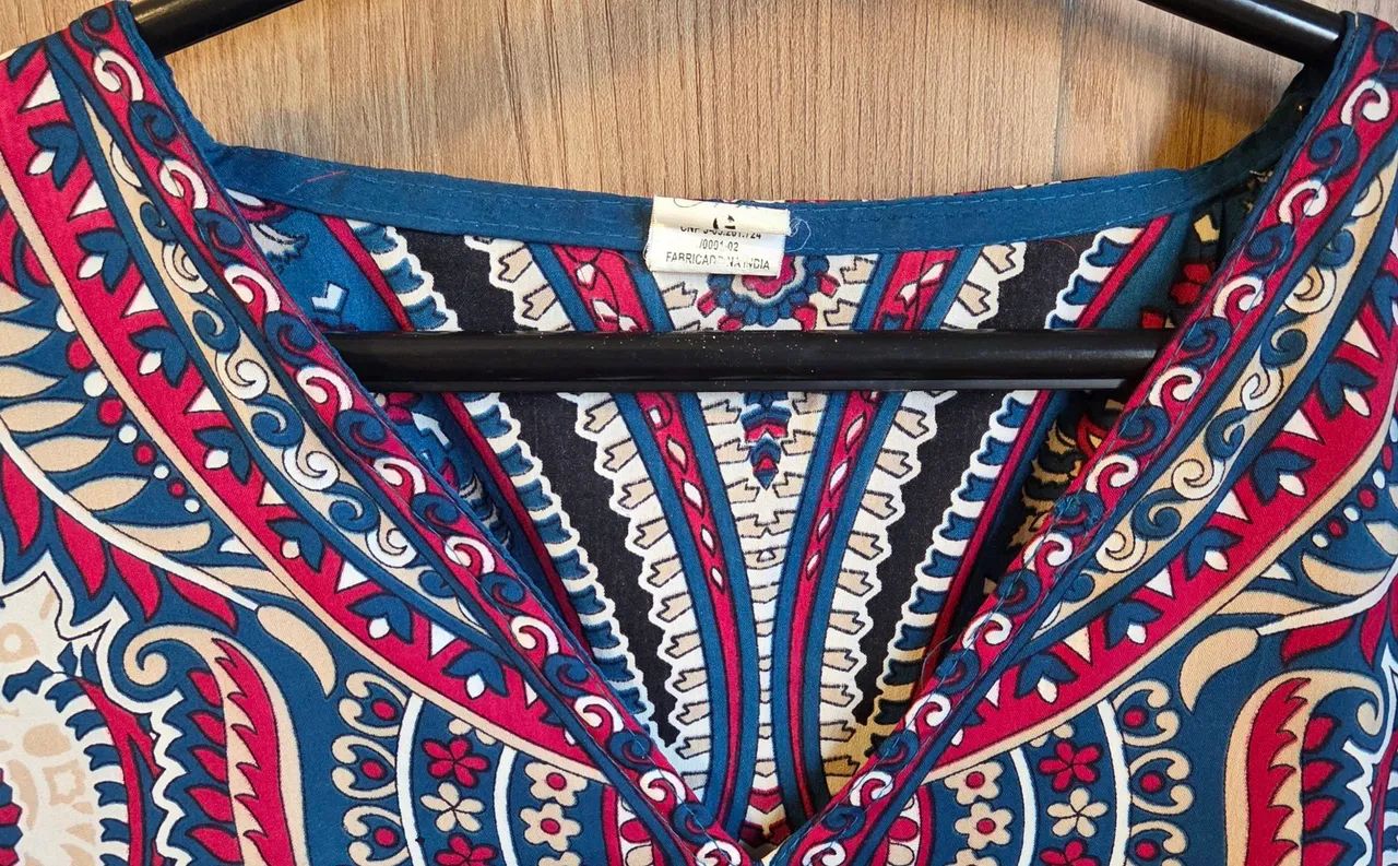  saída de praia/kaftan longo, com estampa - Foto 4