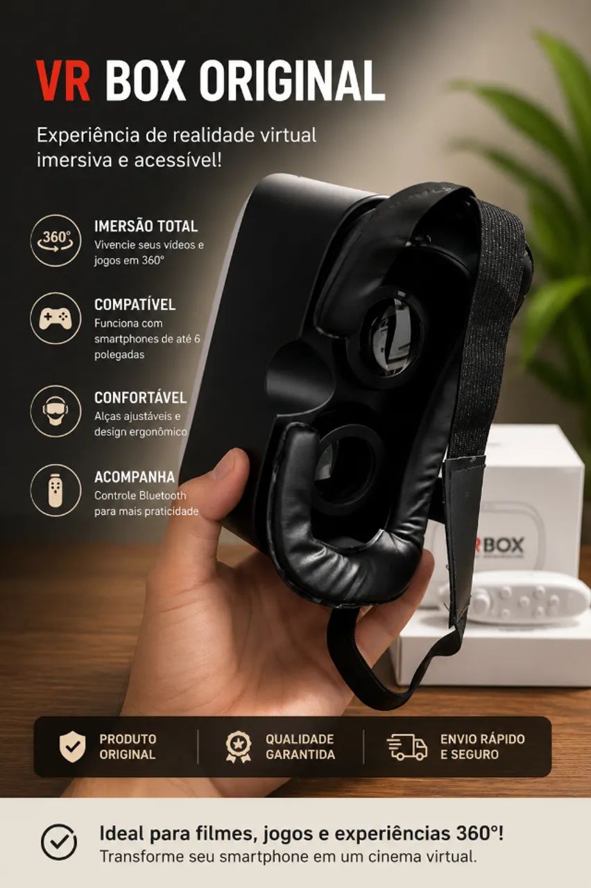 VR BOX ORIGINAL + CONTROLE BLUETOOTH - Foto 2