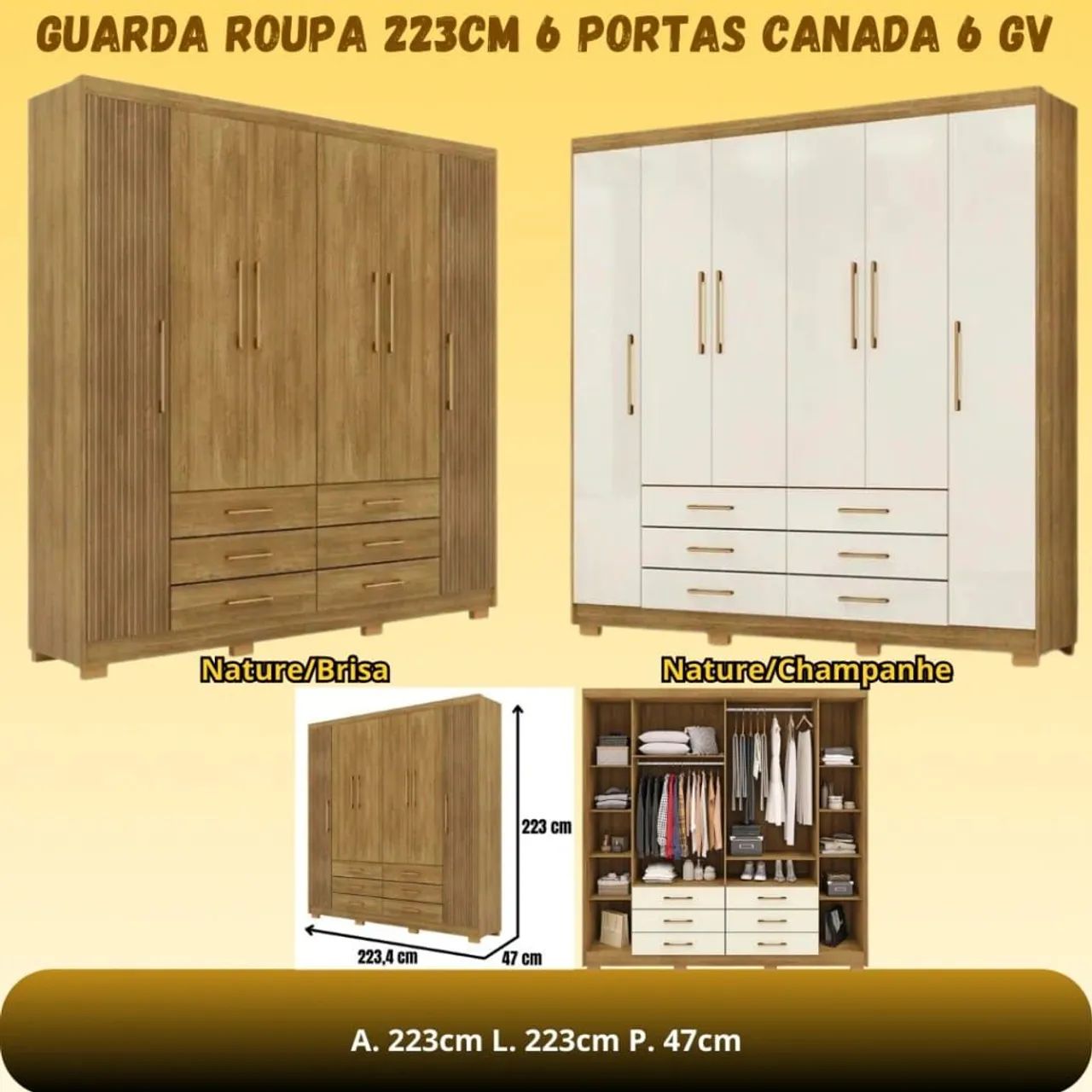 Guarda Roupa Casal 6 gavetas 