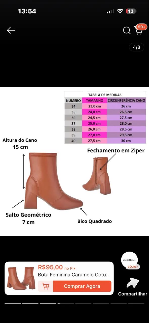  BOTA FEMININA NOVA, NUNCA USADA! - Foto 4
