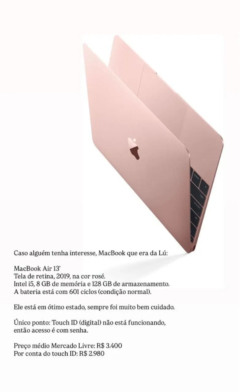 MacBook Air 13' - Apple, seminovo, perfeito estado - Notebooks
