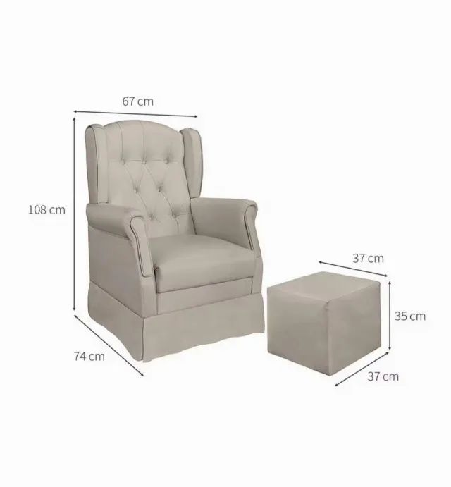 Poltrona amamentação com balanço e puff Suede Bege - Foto 4