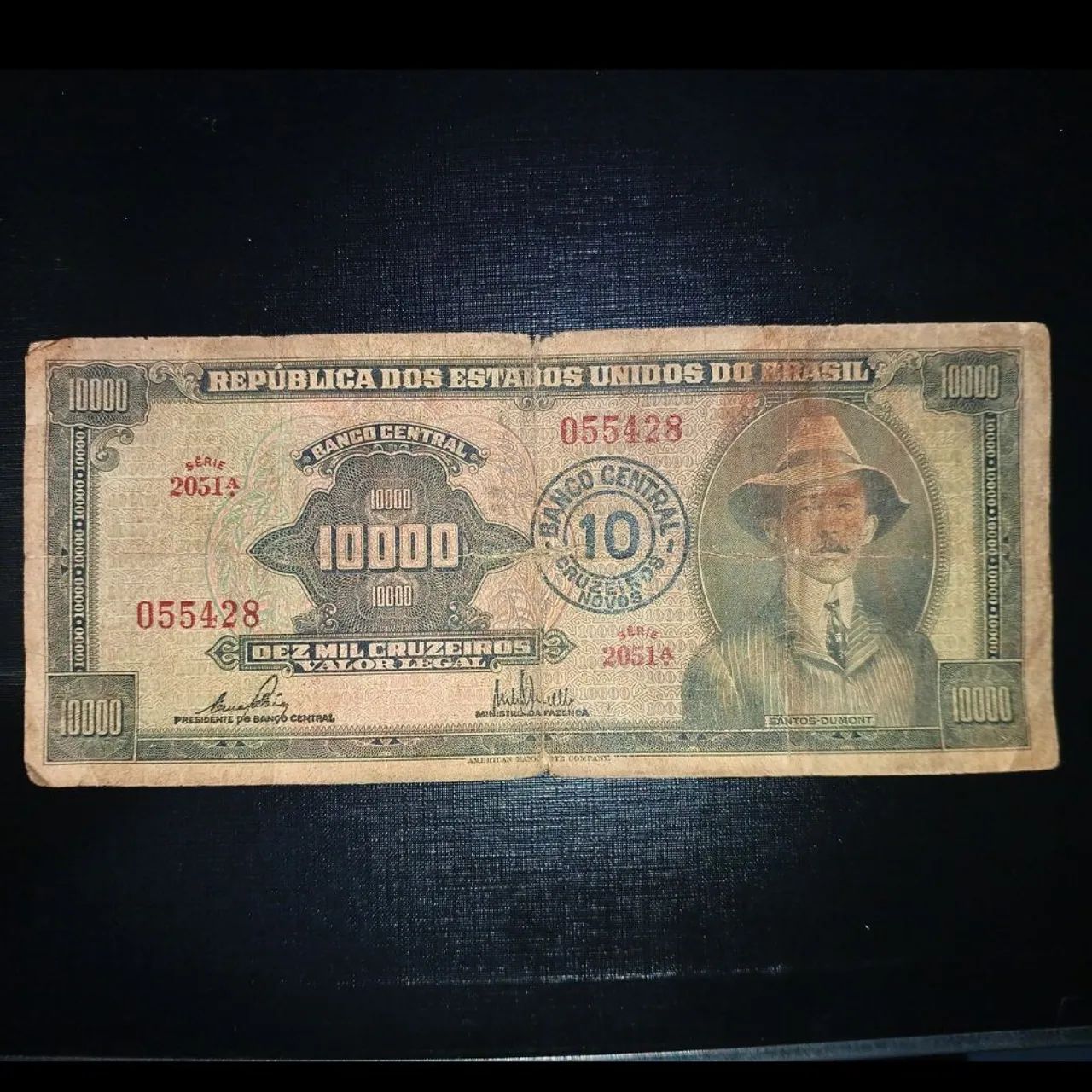 Cédula 10 Mil Cruzeiros / 10 Cruzeiros Novos - Santos Dumont - Foto 2