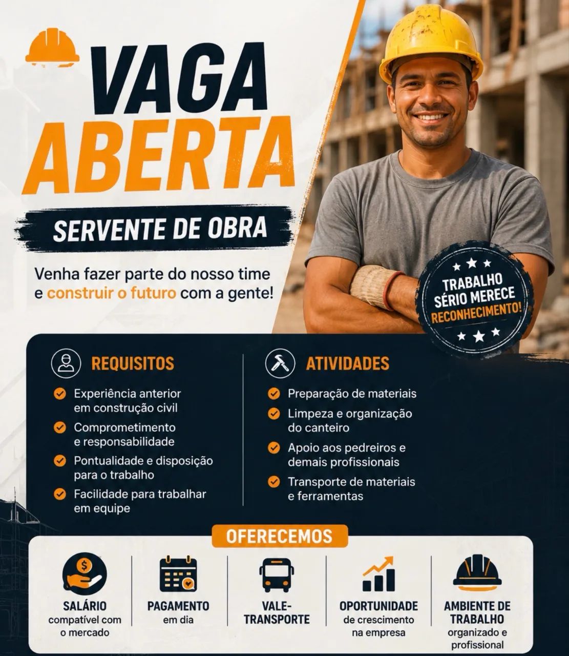 Vaga para servente 