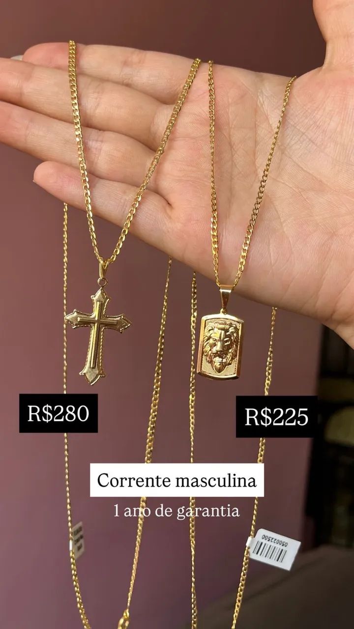 Cordão masculino folheado 