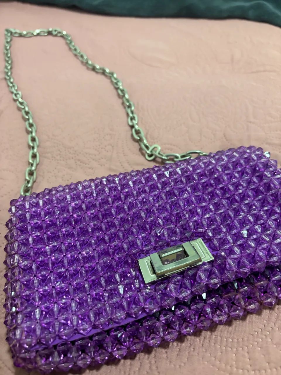 Bolsa roxa de miçangas zara - Foto 4
