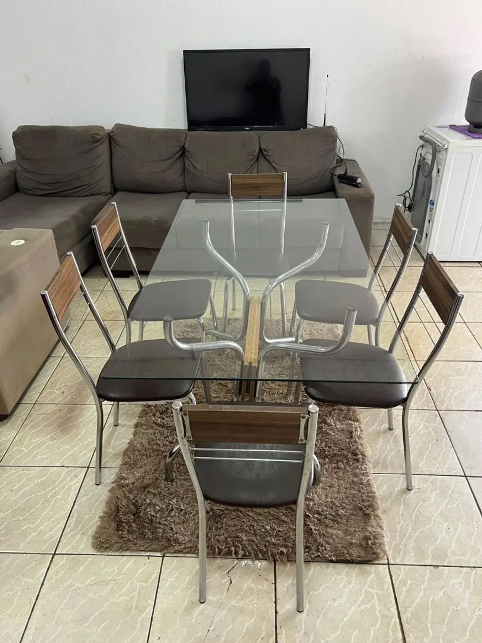 Mesa de vidro temperado com 6 cadeiras pés inox ((ENTREGO GRATIS??  - Foto 4