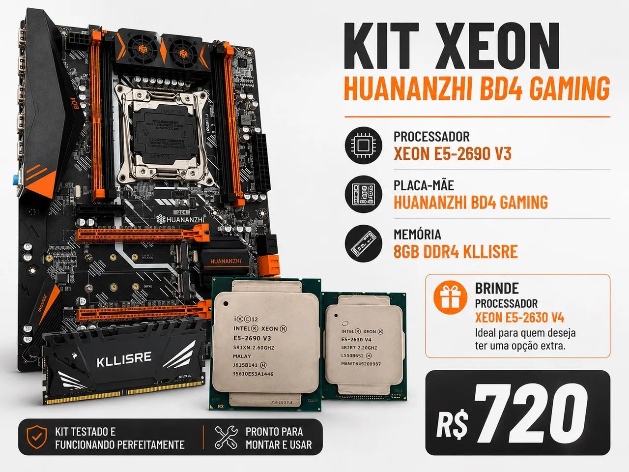 Kit X99 Huananzhi BD4 - Peças de Hardware - Centro, Caraguatatuba