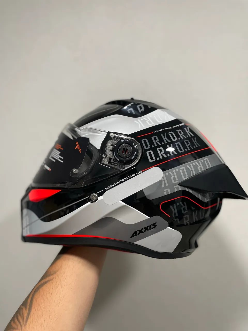 Capacete Axxis Fenix Ork B5 Black Red Gloss