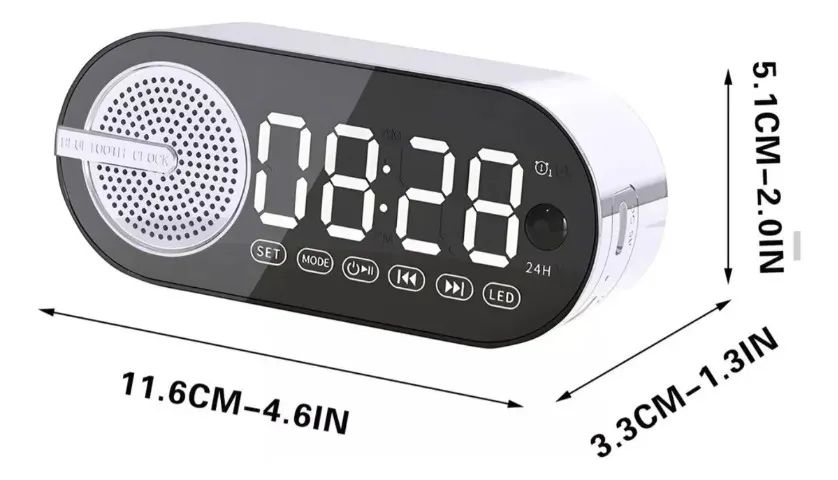 Radio Relógio Despertador Bluetooth Branco