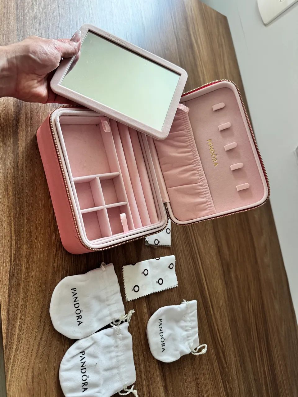 Porta-Joias Pandora Original com Espelho - Rosa - Foto 2