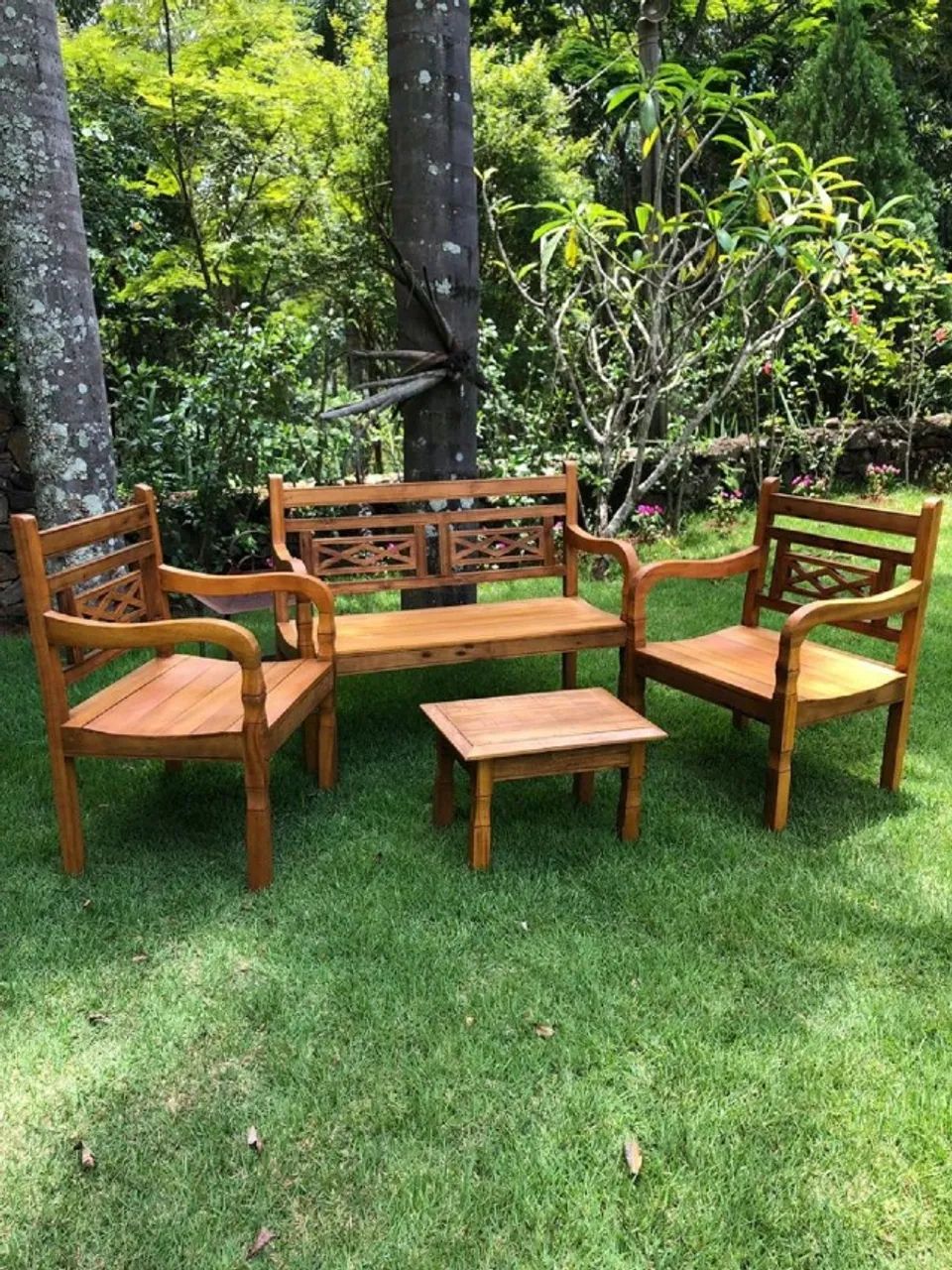 Jogo Bancos Rústicos 4 Lugares + Mesa de centro - Promoção - Foto 5