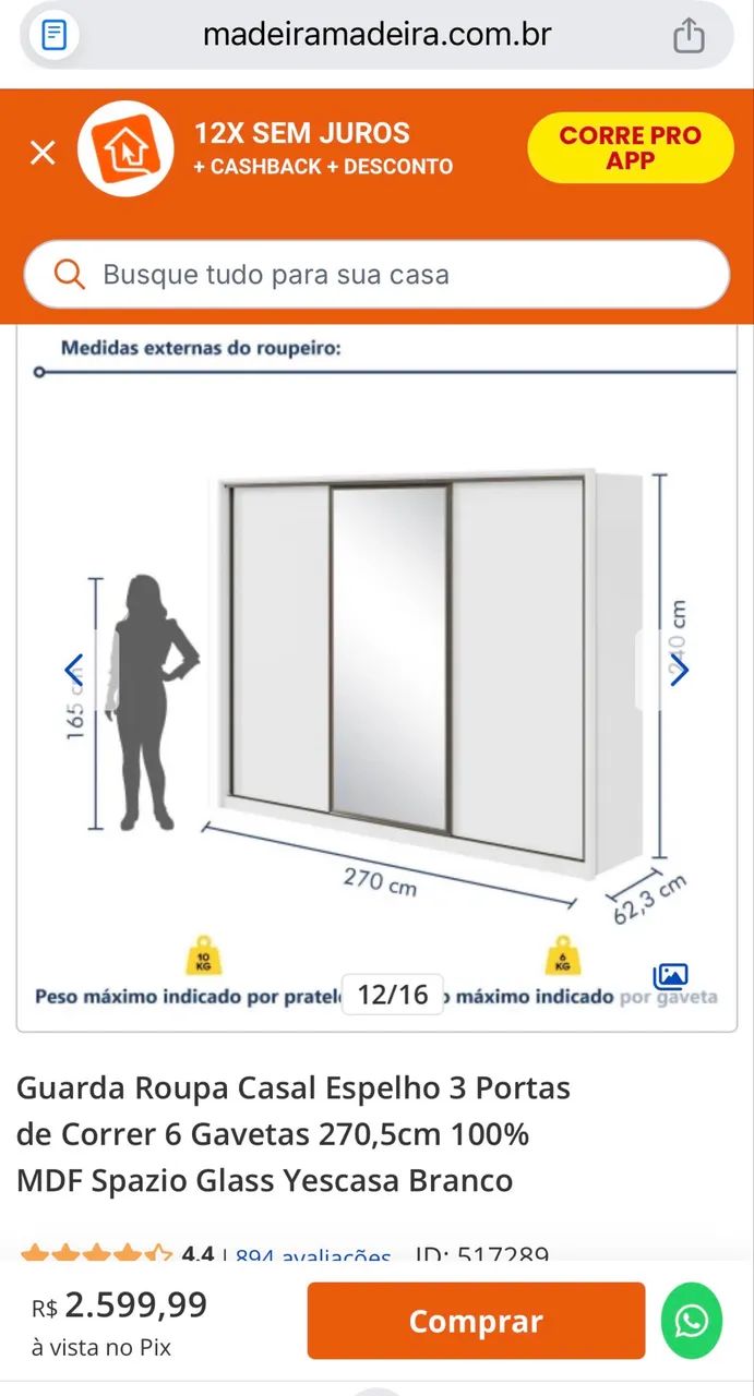 Guarda-roupa casal com espelho - Foto 5