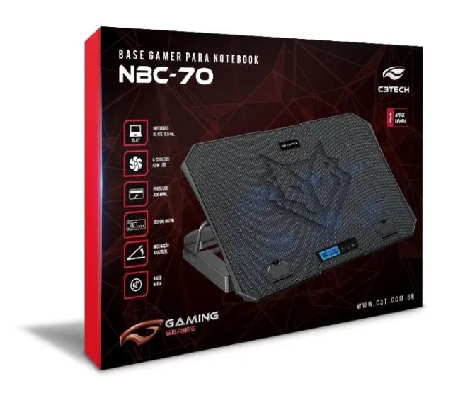 BASE GAMER COM 6 COOLER PARA NOTEBOOK ATÉ 15,6 C3TECH NBC-70BK - Foto 5