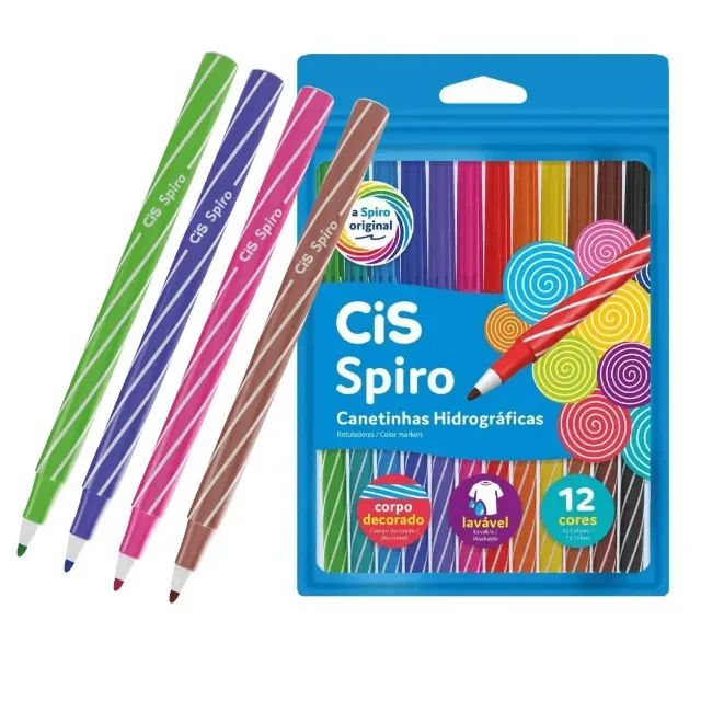  Kit 03 Canetinha Hidrográficas Spiro C/12 Cores - CIS - Foto 2